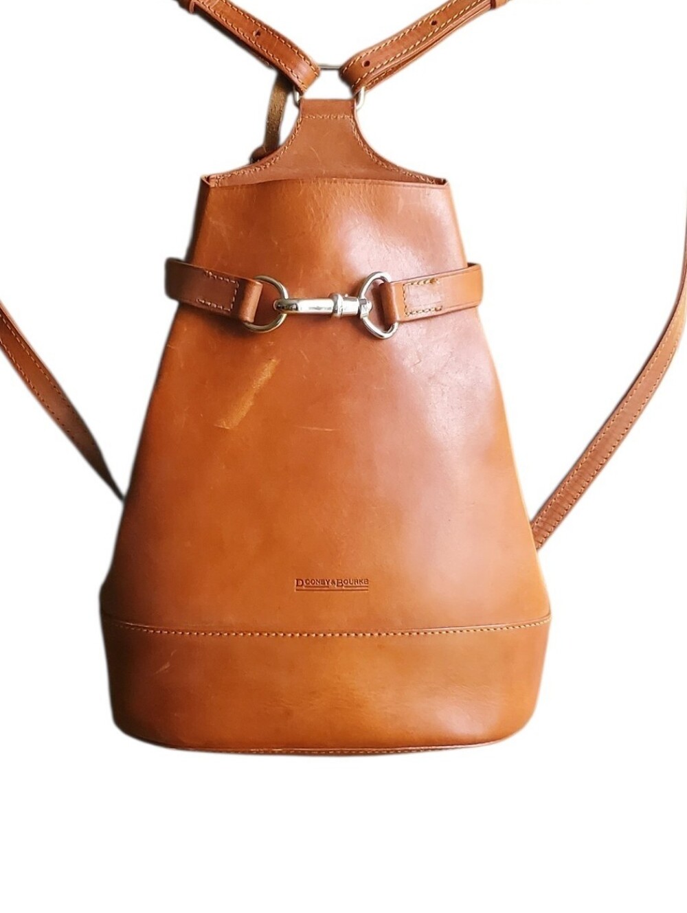 Vintage Dooney & Bourke Leather Backpack Sling Shoulder Bucket Bag & Pouch